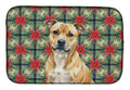 Fawn Staffordshire Bull Terrier Christmas PoinsettIas Dish Drying Mat Absorbent Dish Drying Mat Pad for Kitchen Counter Dish Drainer Mat for Countertop, 14 x 21", Multicolor