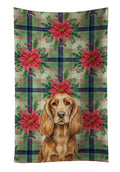 Sussex Spaniel Christmas PoinsettIas Kitchen Towel Velour Plush Front and Cotton Loop Back Machine Washable
