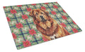 Red Gold Tibetan Mastiff Christmas PoinsettIas Cutting Board Tempered Glass Kitchen Cutting Surface, Heat Resistant Chopping, Non-Slip Feet, Food Prep & Serving