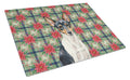 Toy Fox Terrier Christmas PoinsettIas Cutting Board Tempered Glass Kitchen Cutting Surface, Heat Resistant Chopping, Non-Slip Feet, Food Prep & Serving