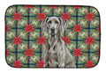 Weimaraner Christmas PoinsettIas Dish Drying Mat Absorbent Dish Drying Mat Pad for Kitchen Counter Dish Drainer Mat for Countertop, 14 x 21", Multicolor