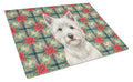 Westie Christmas PoinsettIas Cutting Board Tempered Glass Kitchen Cutting Surface, Heat Resistant Chopping, Non-Slip Feet, Food Prep & Serving