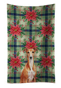 Red Whippet Christmas PoinsettIas Kitchen Towel Velour Plush Front and Cotton Loop Back Machine Washable