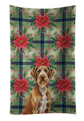 Wirehaired Pointing Griffon Christmas PoinsettIas Kitchen Towel Velour Plush Front and Cotton Loop Back Machine Washable