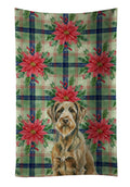 Chestnut Wirehaired Pointing Griffon Christmas PoinsettIas Kitchen Towel Velour Plush Front and Cotton Loop Back Machine Washable