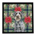 Steel Gray Wirehaired Pointing Griffon Christmas PoinsettIas Framed Metal Print Bathroom, Kitchen, Office, Home Decor Wall Art Ready to Hang, Square, 8X8