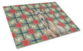 Xoloitzcuintli Christmas PoinsettIas Cutting Board Tempered Glass Kitchen Cutting Surface, Heat Resistant Chopping, Non-Slip Feet, Food Prep & Serving