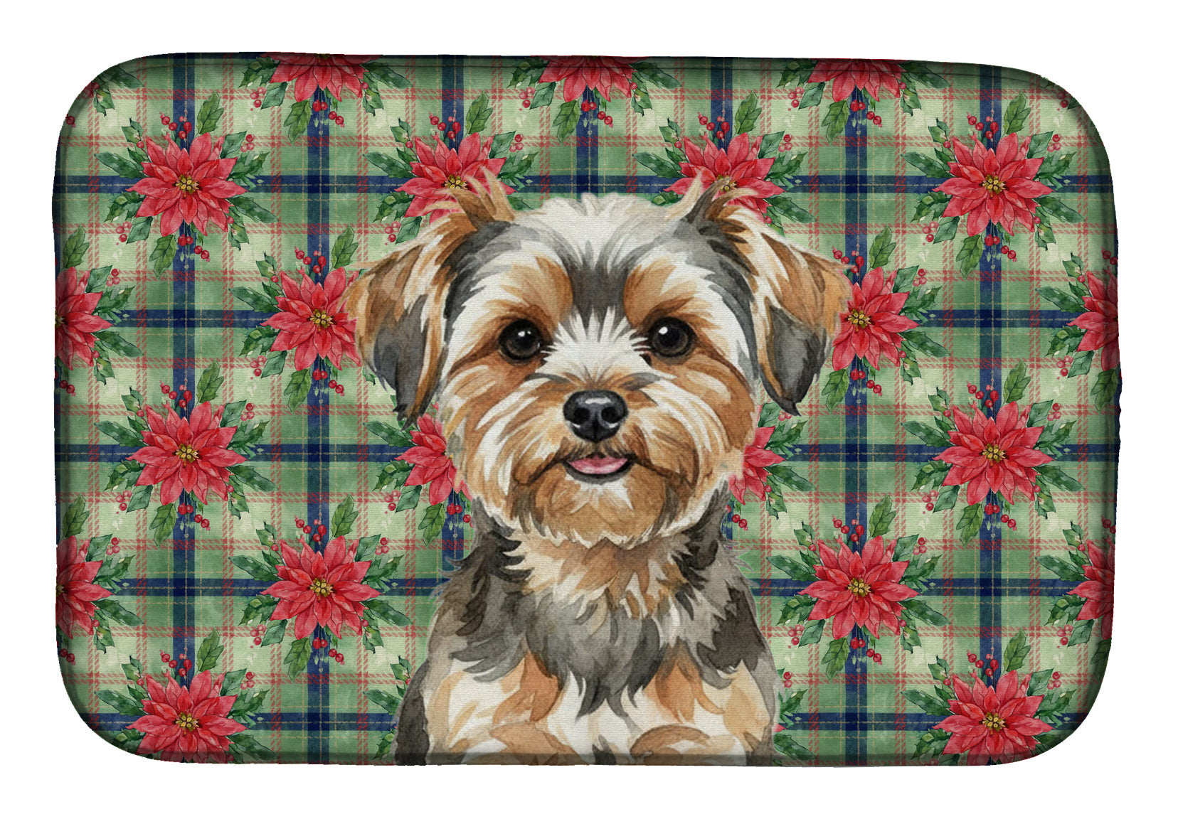 Yorkiepoo Christmas PoinsettIas Dish Drying Mat Absorbent Dish Drying Mat Pad for Kitchen Counter Dish Drainer Mat for Countertop, 14 x 21", Multicolor