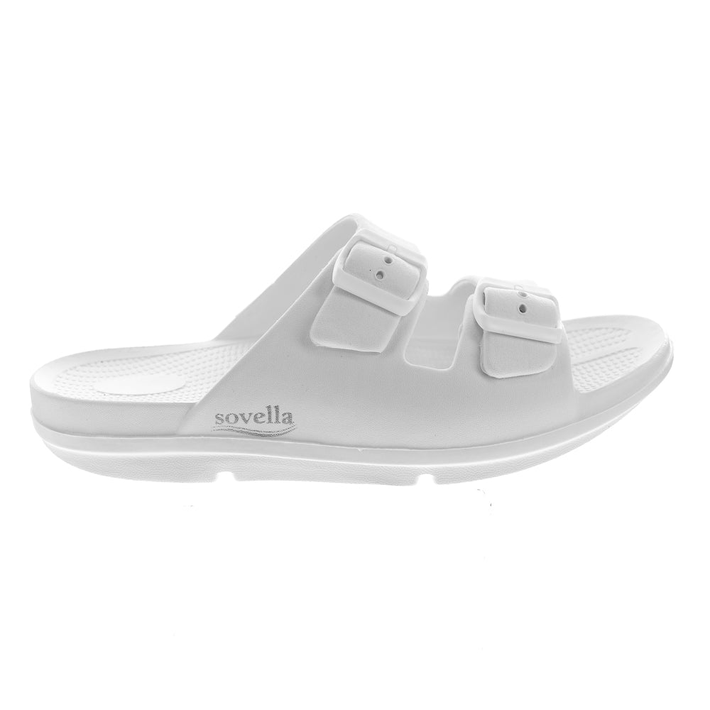 Sovella Women's Buckle Slide White