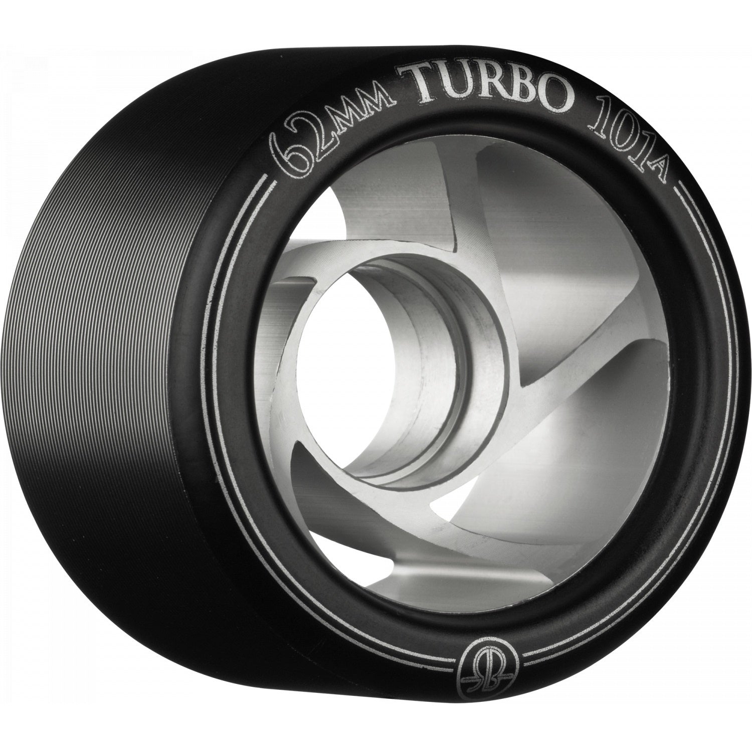 Rollerbones Turbo Wheel Clear Aluminum Hub 62mm 101a - Black (Set of 8)
