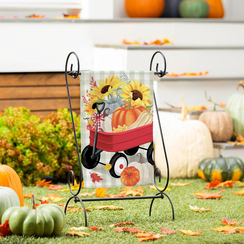 Wagon Filled Pumpkin 2 Sided Garden Flag