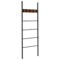 Wall-Leaning Decorative Blanket Holder with 5 Removable Hooks