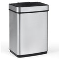 16 Gallon Trash Can Infrared Motion Sensor Garbage Can with Dual Compartments-Silver