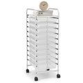 Costway 10 Drawer Rolling Storage Cart Organizer with 4 Universal Casters-Clear