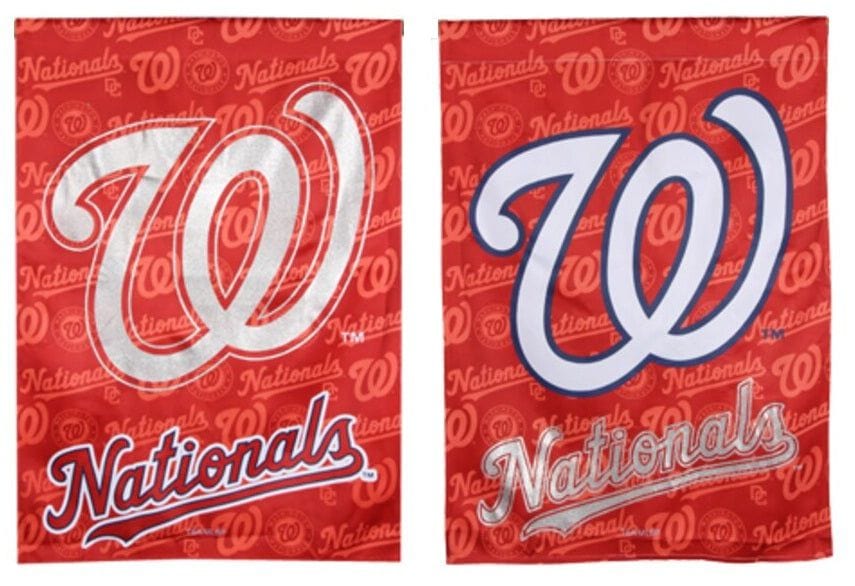 Washington Nationals Garden Flag 2 Sided Glitter Baseball