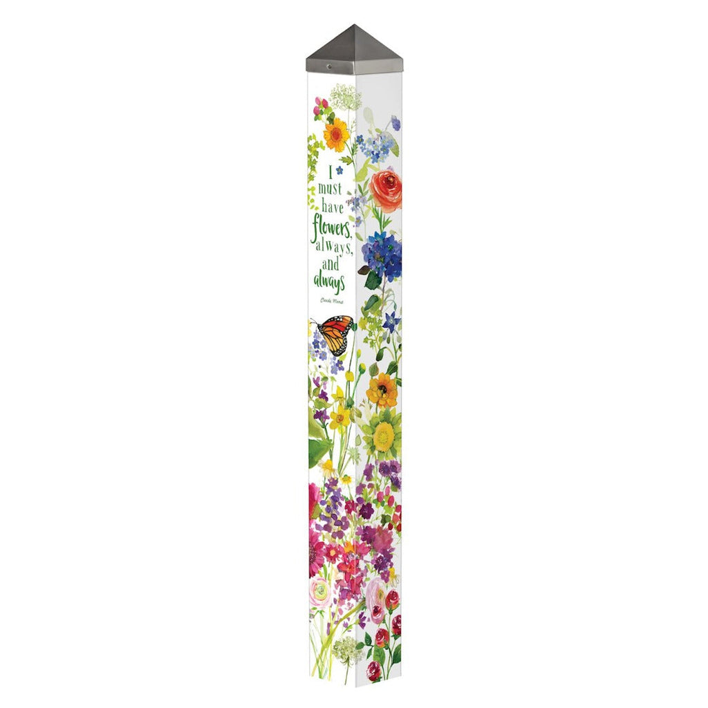 Watercolor Flowers Art Pole 40 Inches