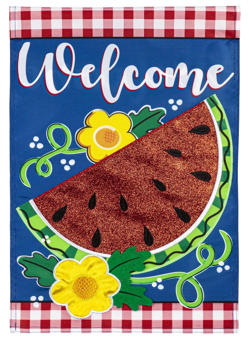 Watermelon Welcome Summer Garden Flag 2 Sided Applique