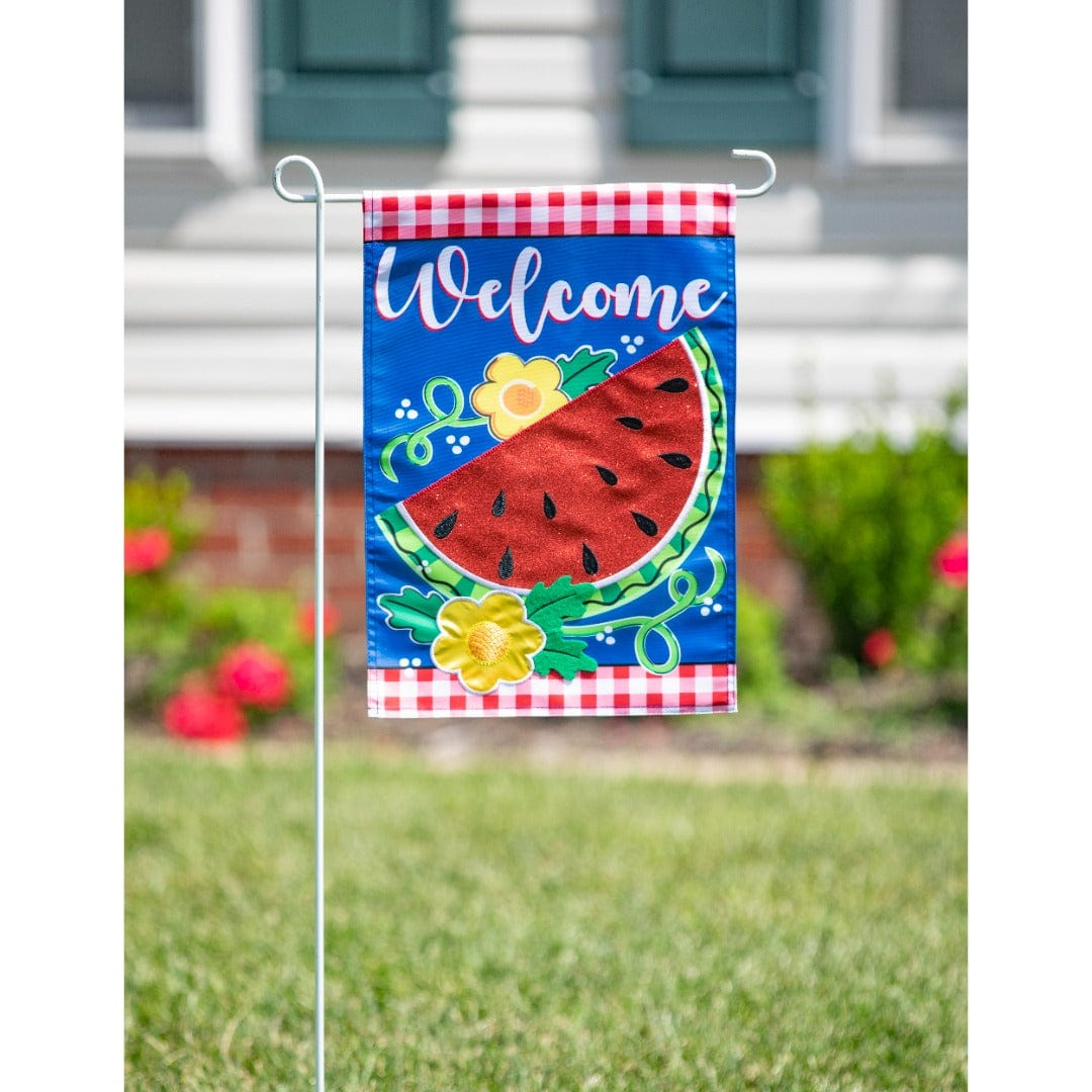 Watermelon Welcome Summer Garden Flag 2 Sided Applique