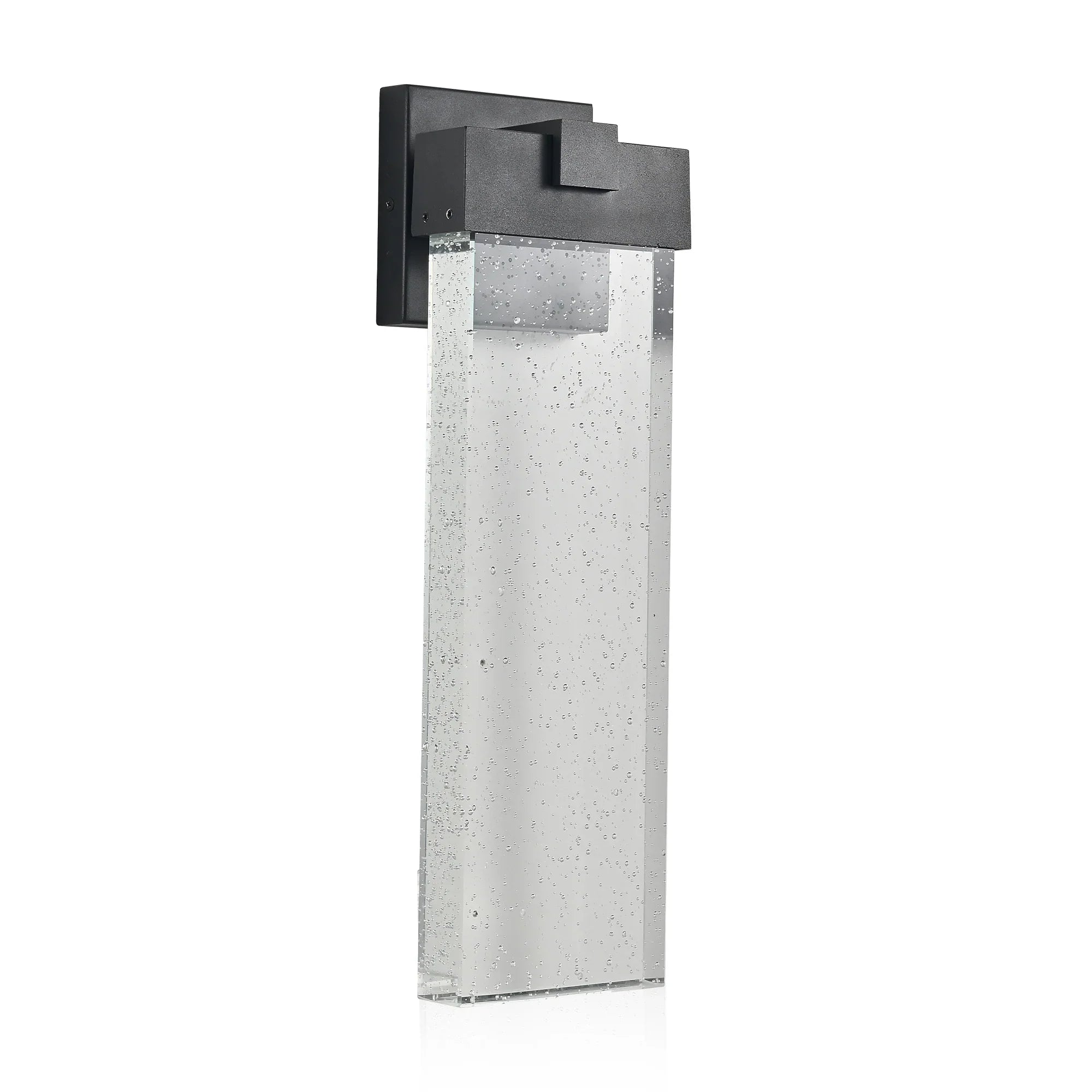 Modern Outdoor LED Wall Sconce – Bubble Crystal Up & Down Light, Weatherproof Black Frame | Porch & Patio