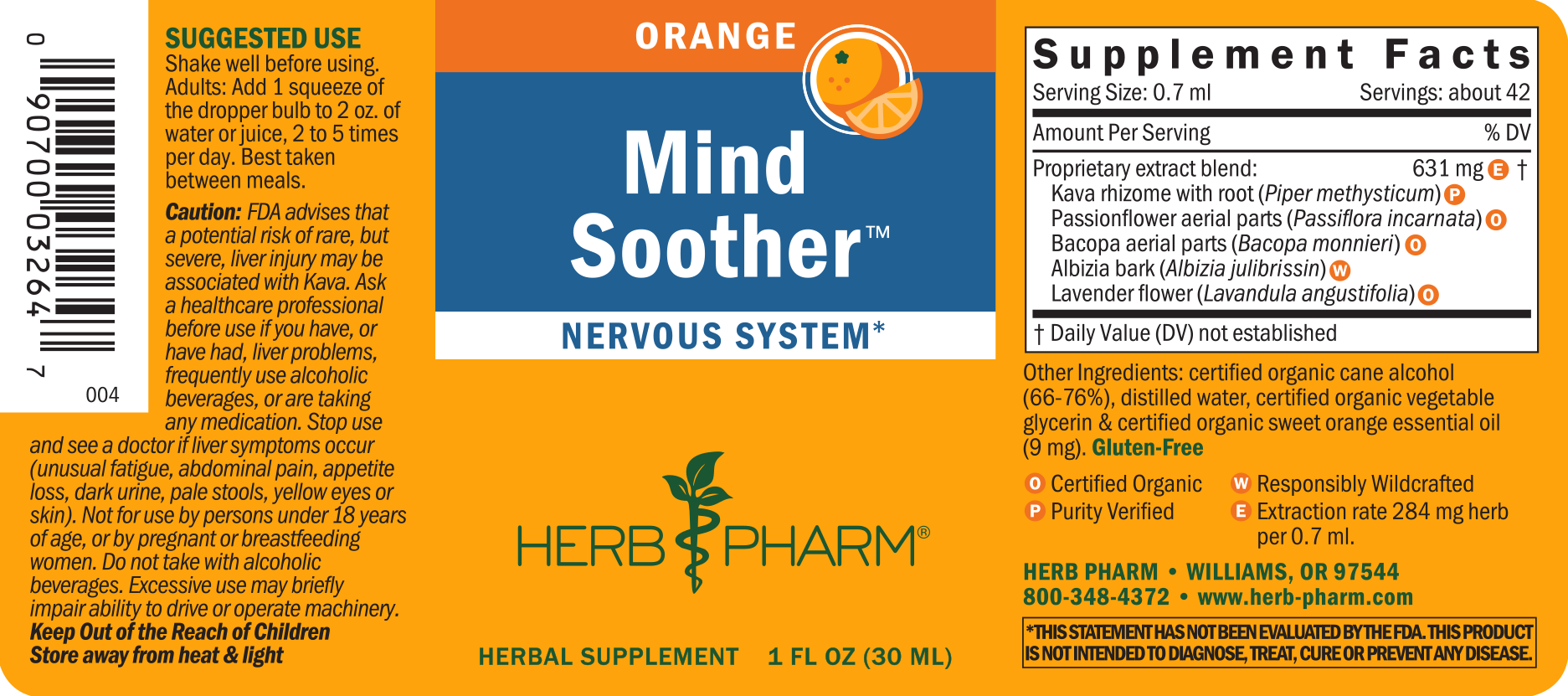 Herb Pharm Mind Soother Orange - Natural Stress Relief - 1 fl oz