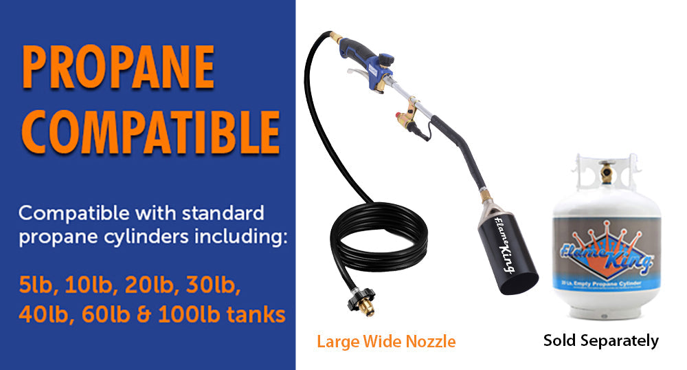 Flame King Auto Ignition Heavy Duty Propane Torch Weed Burner 340,000 BTU with Blast Trigger
