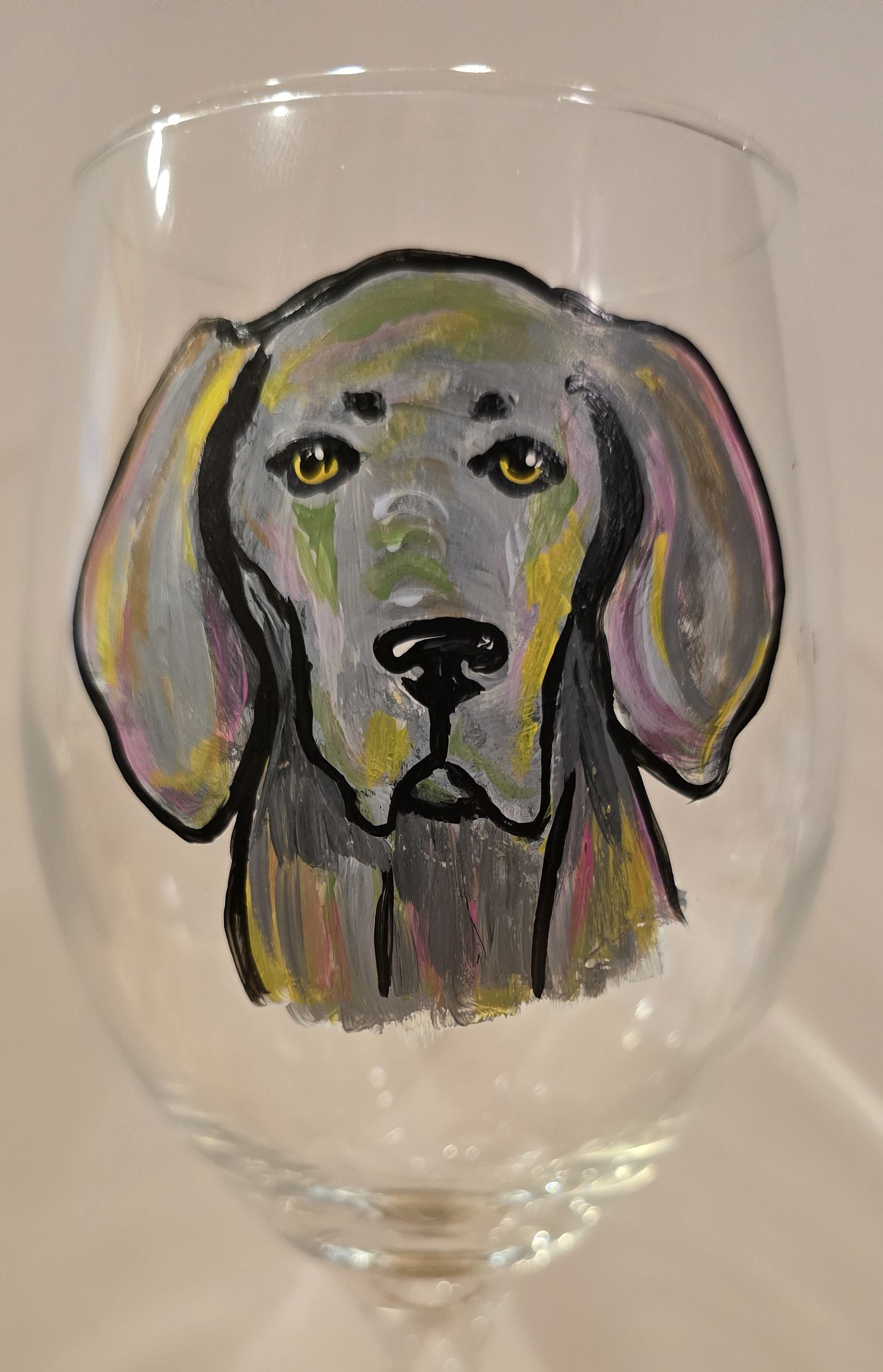 Wine Glass  - Weimaraner Stemmed