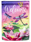 Welcome Dragonfly with Lily Pads Garden Flag 2 Sided