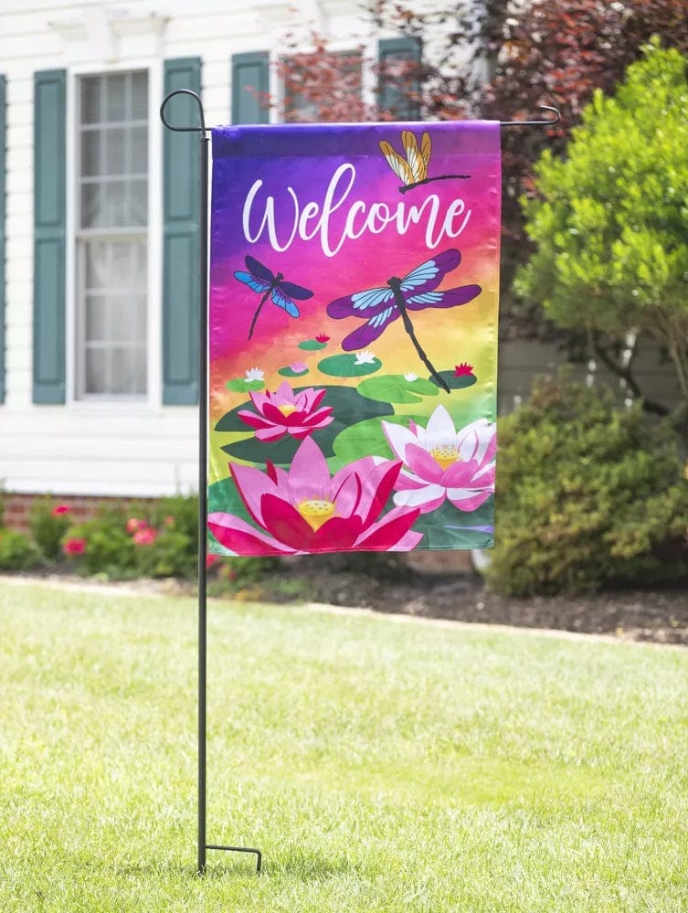 Welcome Dragonfly with Lily Pads Garden Flag 2 Sided