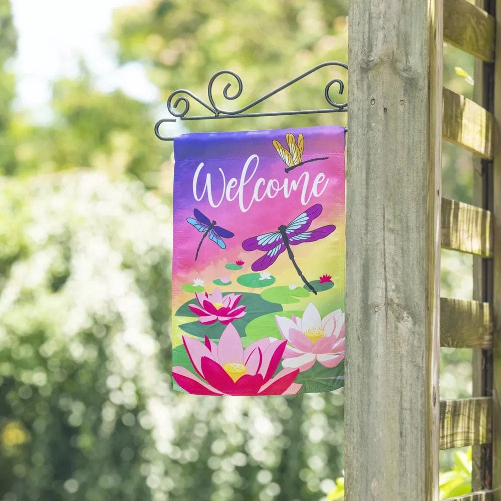Welcome Dragonfly with Lily Pads Garden Flag 2 Sided