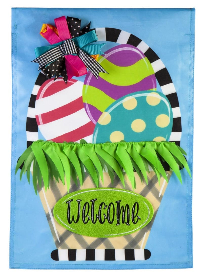 Welcome Easter Basket Garden Flag 2 Sided Applique