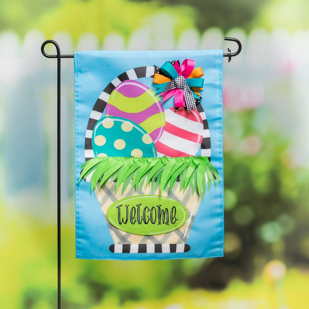 Welcome Easter Basket Garden Flag 2 Sided Applique