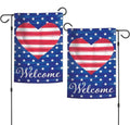 Welcome Patriotic Heart Garden Flag 2 Sided