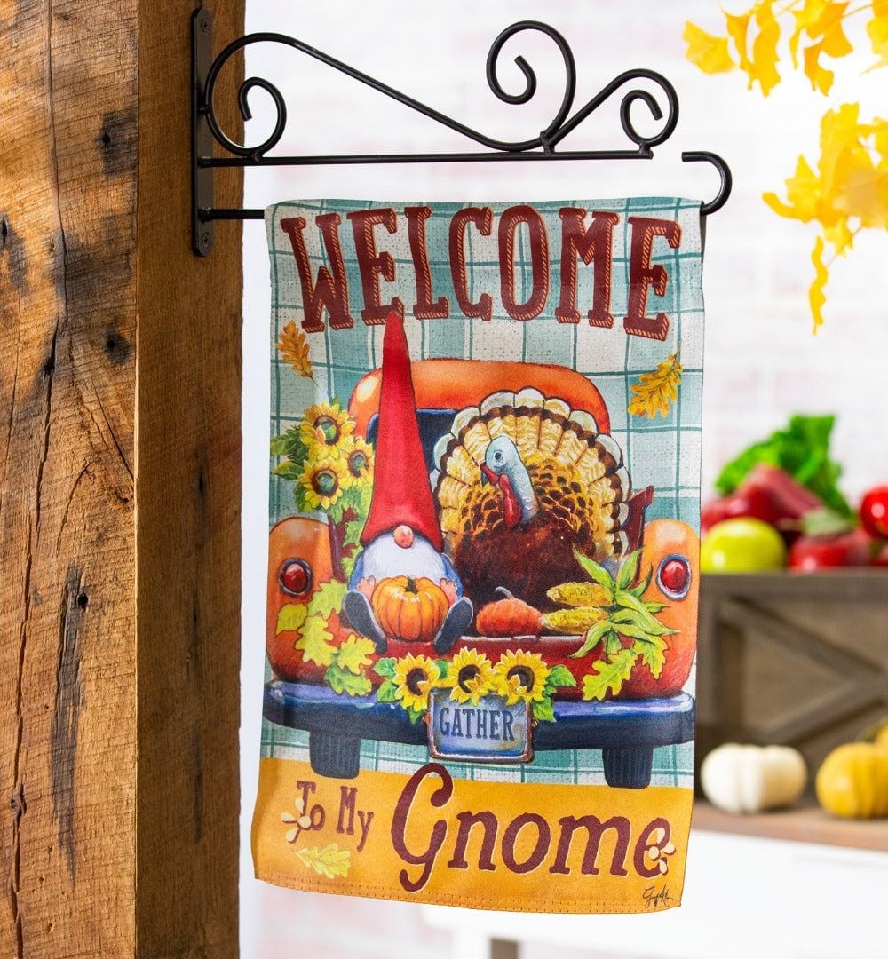 Welcome To My Gnome Garden Flag 2 Sided Thanksgiving