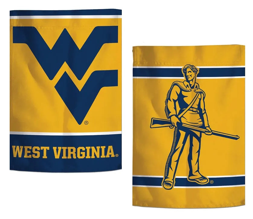 West Virginia Mountaineers Garden Flag 2 Sided Double Logo