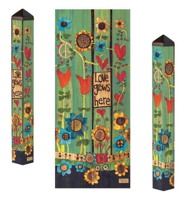 Where Love Grows Art Pole 40 Inches Tall Painted Peace