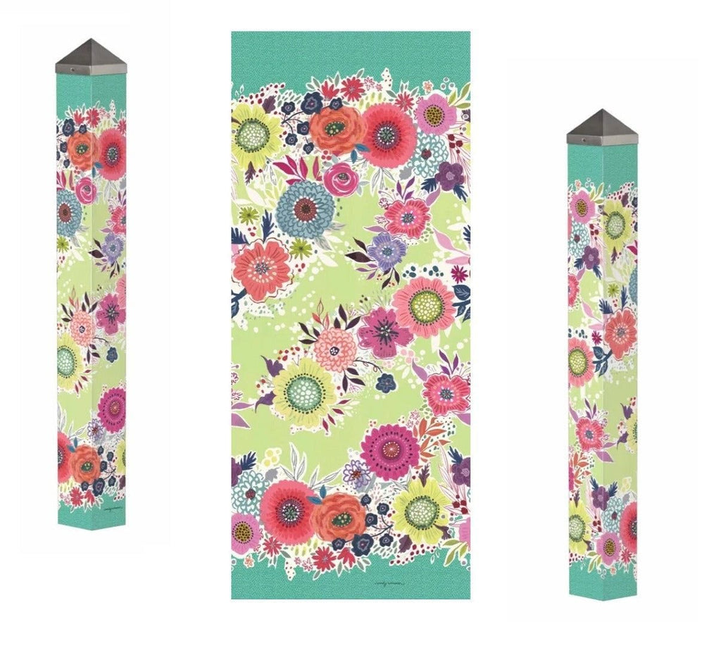 Whimsy Flowers Art Pole 40 Inches Tall Painted Peace