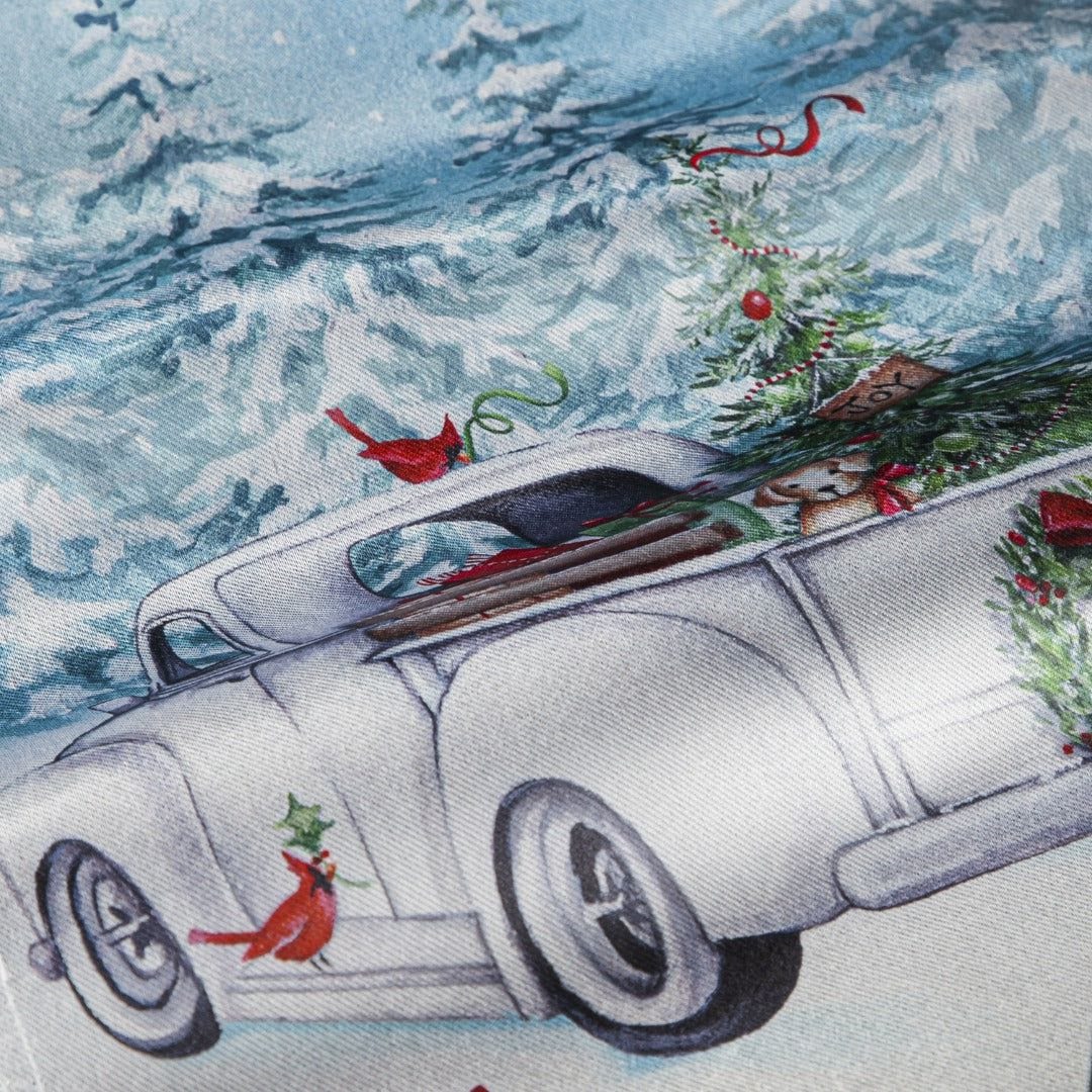 White Christmas Truck Garden Flag 2 Sided Lustre
