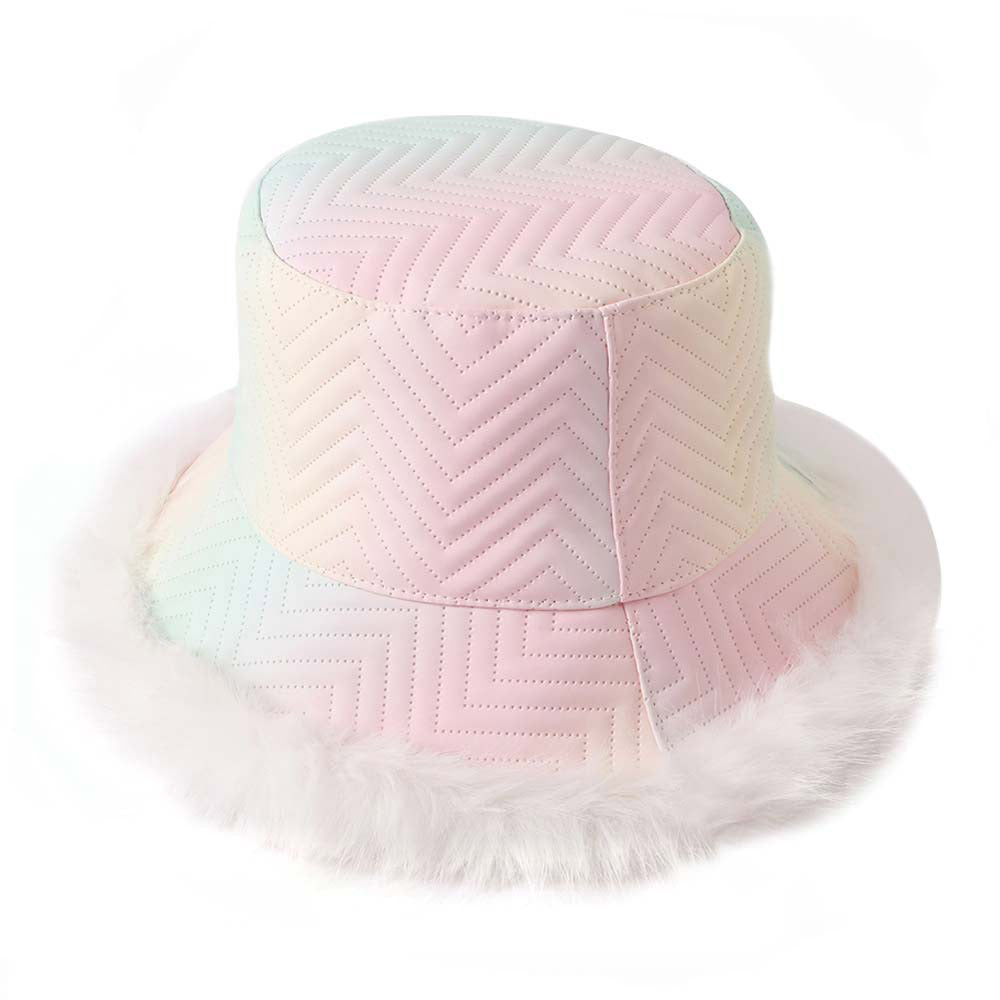 Faux Fur Trimmed Bucket Hat
