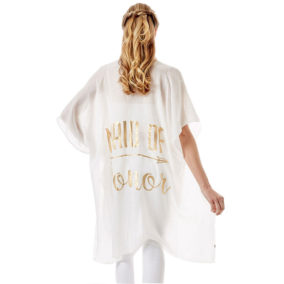 Maid of Honor Solid Lettering Cover Up Poncho