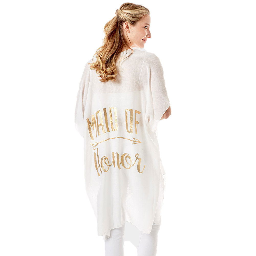 Maid of Honor Solid Lettering Cover Up Poncho