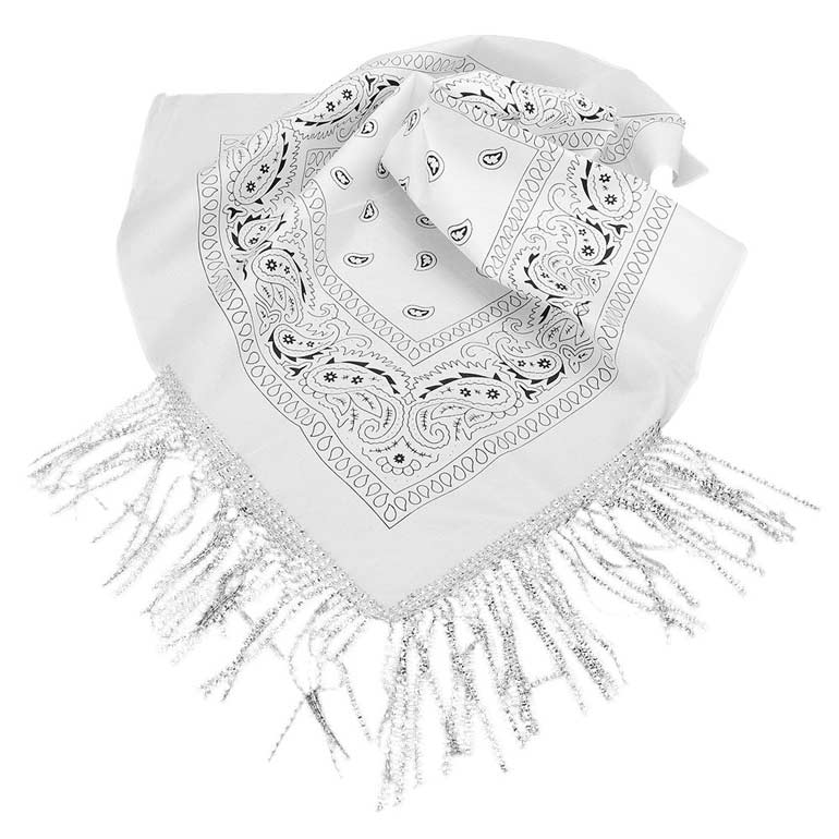 Rhinestone Like Fringe Cowgirl Bandana Scarf