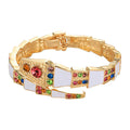 Stone Embellished Enamel Snake Hinged Bracelet