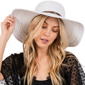 Wide Brim Straw Sun Hat with Evil Eye and Multi Design Band