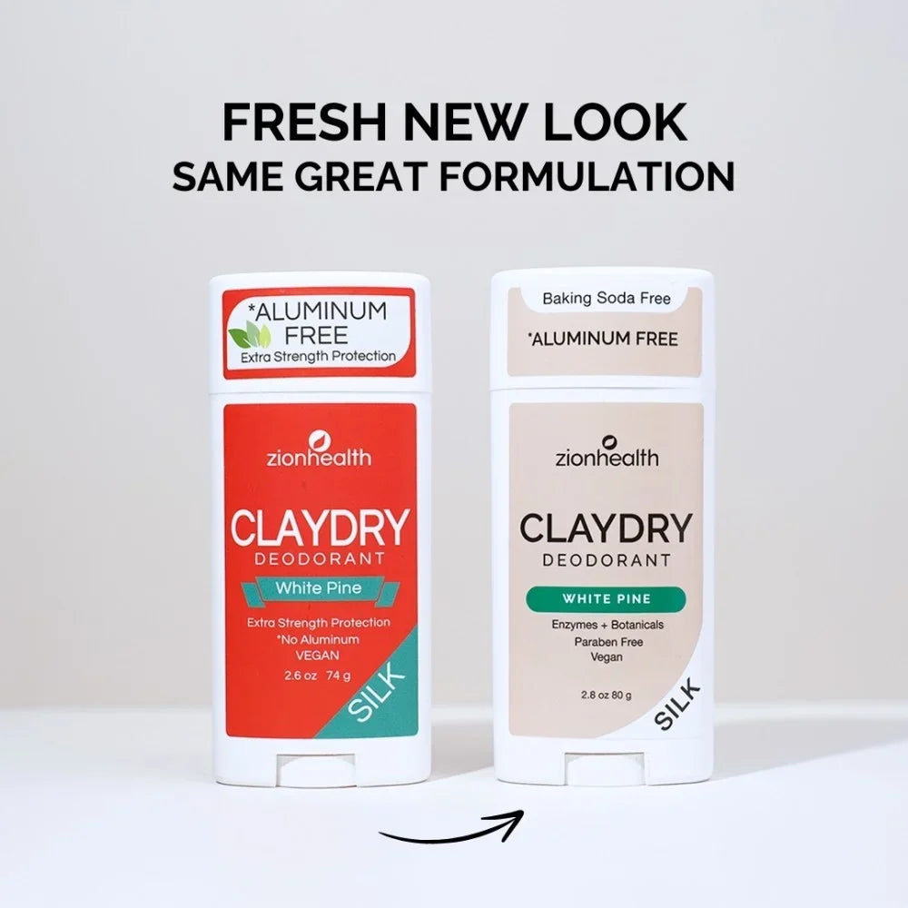 Zion Health Claydry Silk Deodorant - White Pine (Pack of 2.5 Oz)