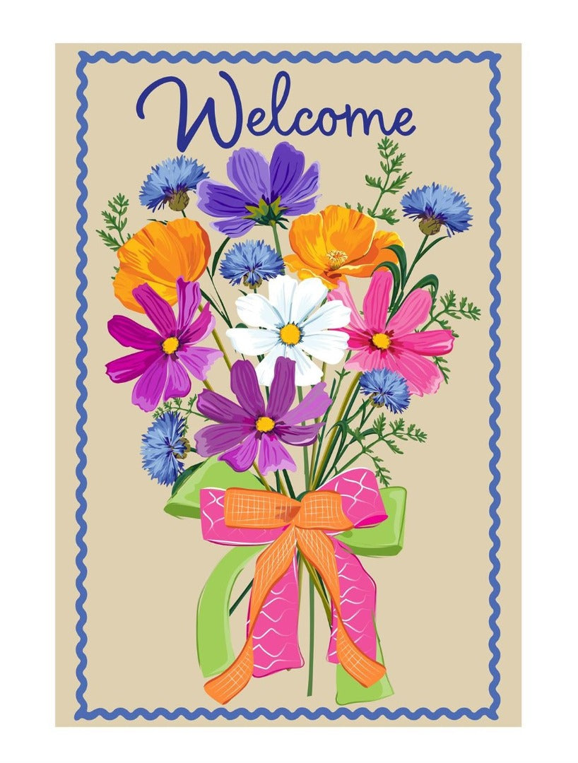 Wildflower Bouquet 2 Sided Applique Garden Flag