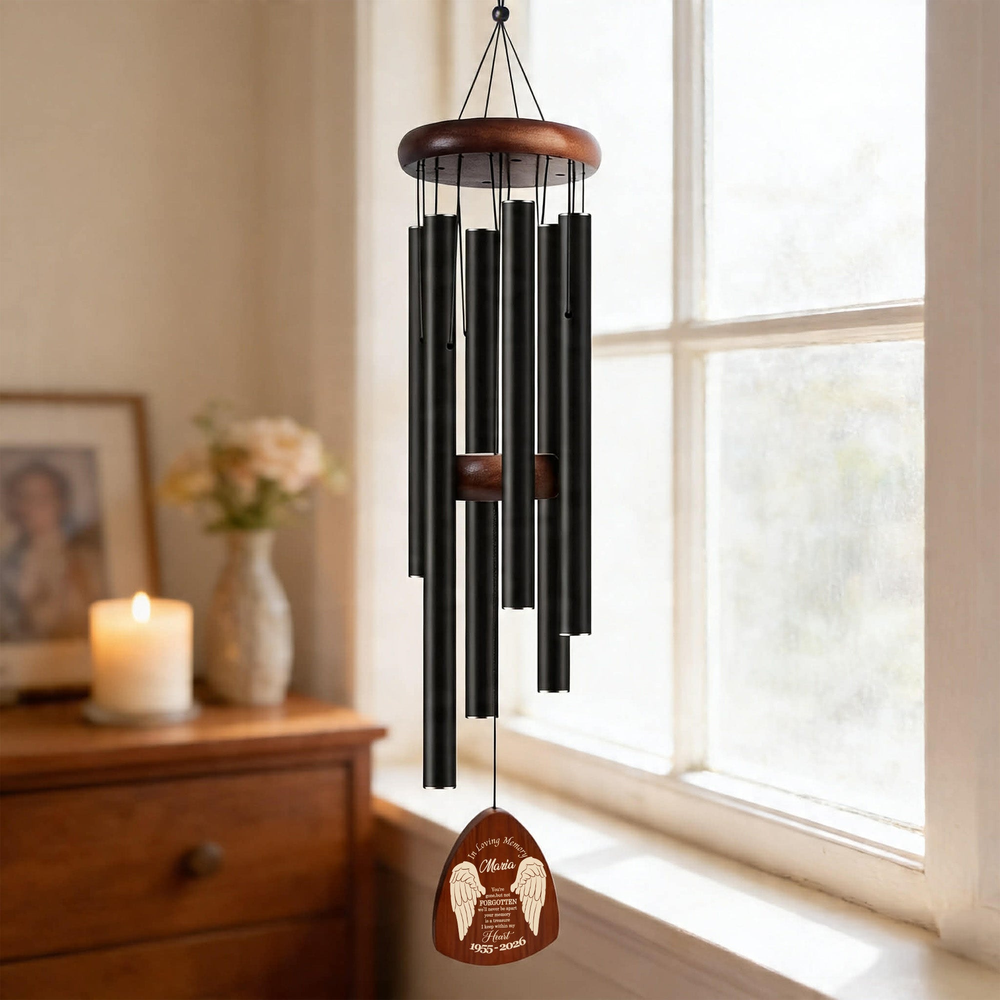 Personalized Memorial Wind Chimes with Custom Name – Sympathy Gift in Loving Memory