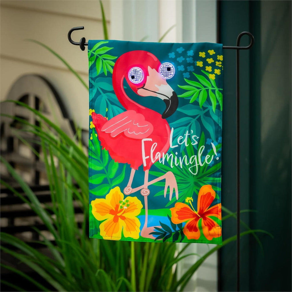 Winky Blinky Let's Flamingle LED Garden Flag