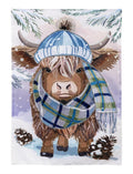 Winter Highland Cow 2 Sided Garden Flag