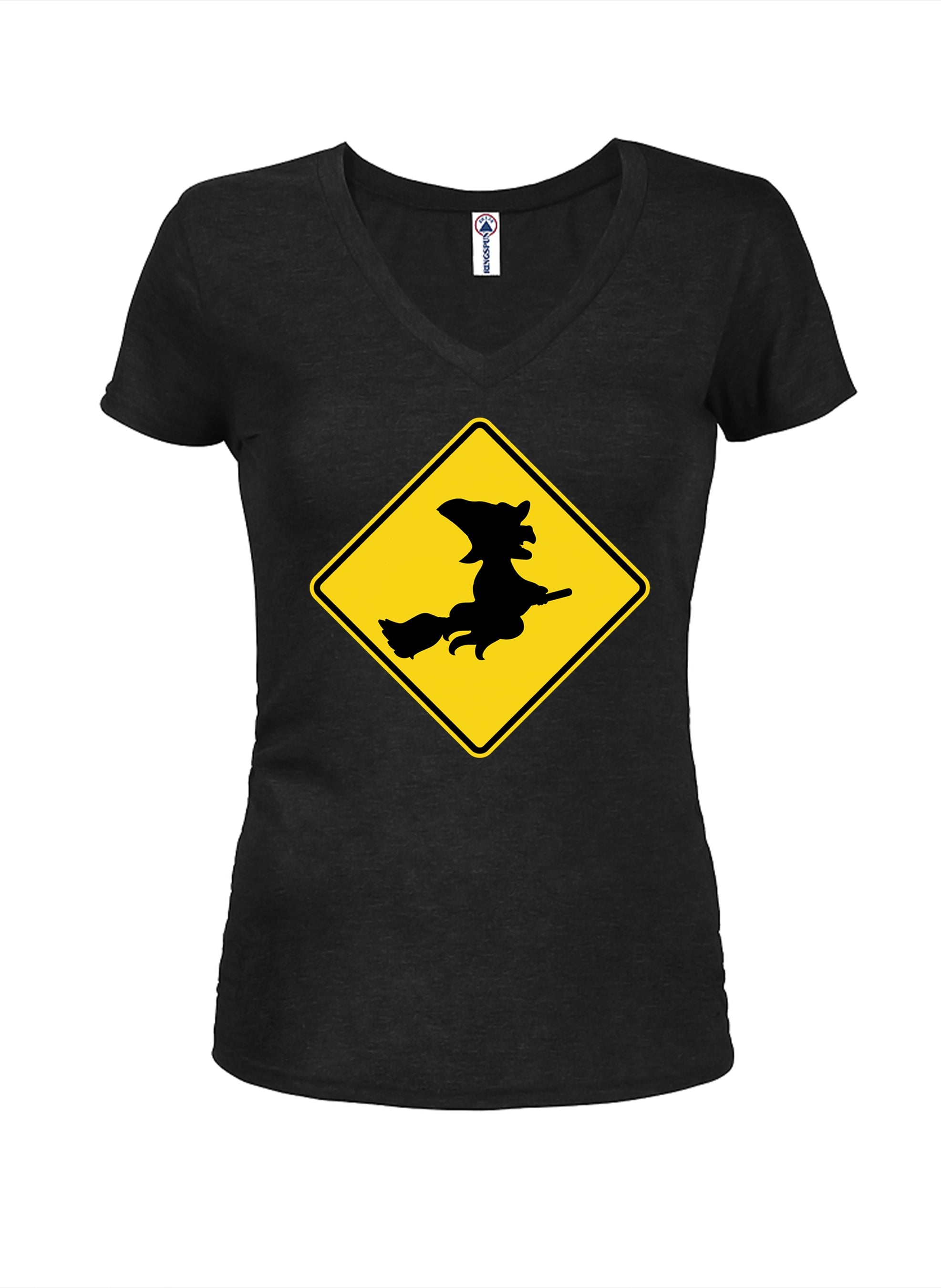 Witch Crossing Juniors V Neck T-Shirt