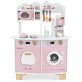 Wooden Kids Kitchen Playset with Coffee Maker for kids-Pink